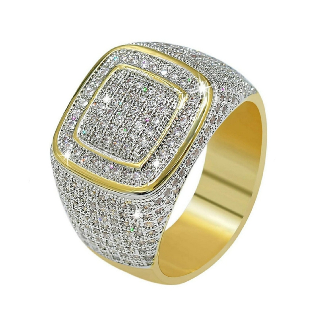 Luxury Style ICED Statement Ring 18k Gold ...